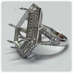 Sterling Silver Semi Mount Ring Setting 16.5x13.5x10.3mm Syzjewelry