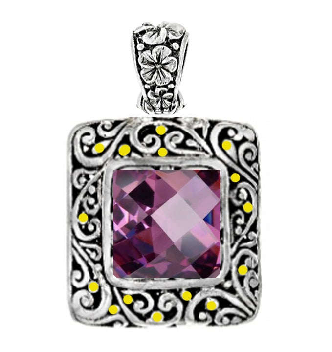 Sterling Silver Semi Mount Pendant Setting Cushion CU 15x15mm Art Nouveau Style DHJ