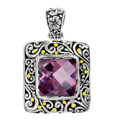 Sterling Silver Semi Mount Pendant Setting Cushion CU 15x15mm Art Nouveau Style DHJ