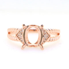 Art Deco Sterling Silver Semi Mount Ring Setting Oval OV 10x8mm Syzjewelry