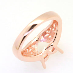 Art Deco Sterling Silver Semi Mount Ring Setting Heart HT 9x9mm Syzjewelry
