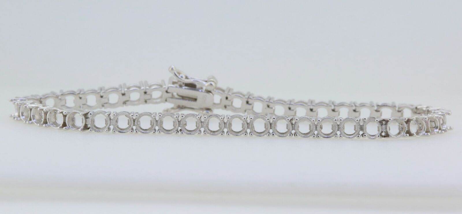 Sterling Silver Semi Mount Tennis Bracelet Setting Round RD 3x3mm - Syzjewelry