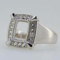 Sterling Silver Semi Mount Ring Setting Cushion CU 9x7mm White Topaz 7738R - Syzjewelry