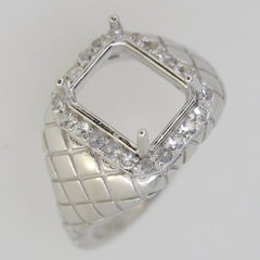 Men's Vintage Style Sterling Silver Semi Mount Ring Setting Emerald OCT 11x9mm - Syzjewelry