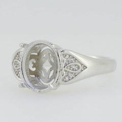 Sterling Silver Semi Mount Ring Setting Oval OV 11X9mm White Topaz GTL18852R - Syzjewelry