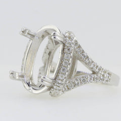 Sterling Silver Semi Mount Ring Setting Oval OV 18x13mm Split Shank White Topaz - Syzjewelry