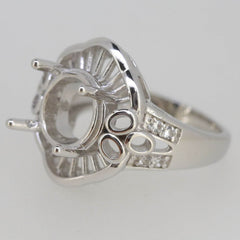 Vintage Style Sterling Silver Semi Mount Ring Setting Round RD 10x10mm L534R534W - Syzjewelry