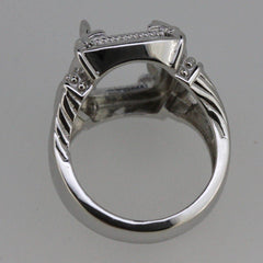 Sterling Silver Semi Mount Ring Setting cabochon Cushion Cu 14x10mm - Syzjewelry