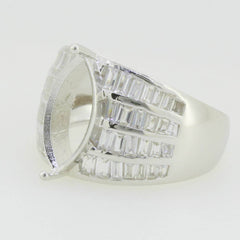 Sterling Silver Semi Mount Ring Setting Marquise MQ 14X7mm Baguette Channel - Syzjewelry