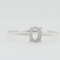 Delicate Sterling Silver Semi Mount Ring Setting Pear PE 7x5mm thin ba - Syzjewelry