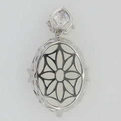 Sterling Silver Semi Mount Pendant Setting Oval OV 25X17mm Moissanite Sapphi - Syzjewelry
