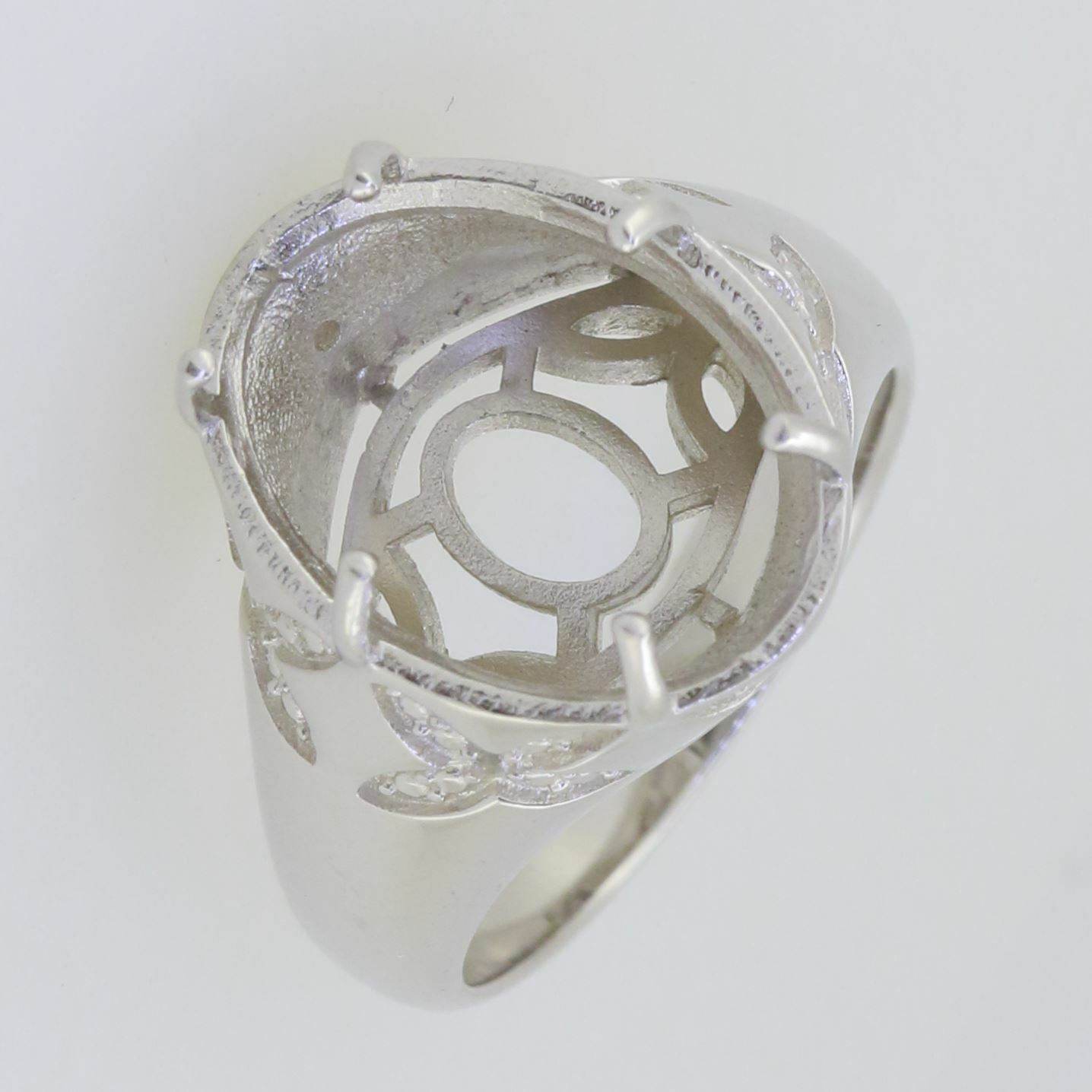 14K White Gold Semi Mount Ring Setting Oval OV 16x12mm - Syzjewelry
