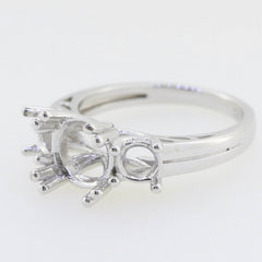 Sterling Silver Semi Mount Ring Setting Round RD 8x8mm 5x5mm 3 Stone Ring - Syzjewelry