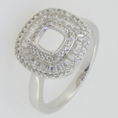 Sterling Silver Semi Mount Ring Setting Cushion CU 6X6mm White Topaz PJC2231 - Syzjewelry