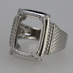 Sterling Silver Semi Mount Ring Setting cabochon Cushion Cu 14x10mm - Syzjewelry