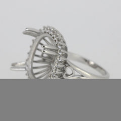 Sterling Silver Semi Mount Ring Setting Cushion CU 15x15mm Halo White Topaz S9 - Syzjewelry