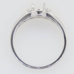 Men's Sterling Silver Semi Mount Ring Setting Oval OV 8x6mm White Topa - Syzjewelry