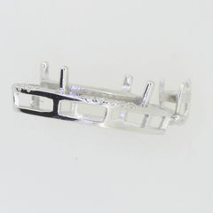 Sterling Silver Semi Mount Pendant Setting Oval OV 16x12mm W/ White Topaz - Syzjewelry