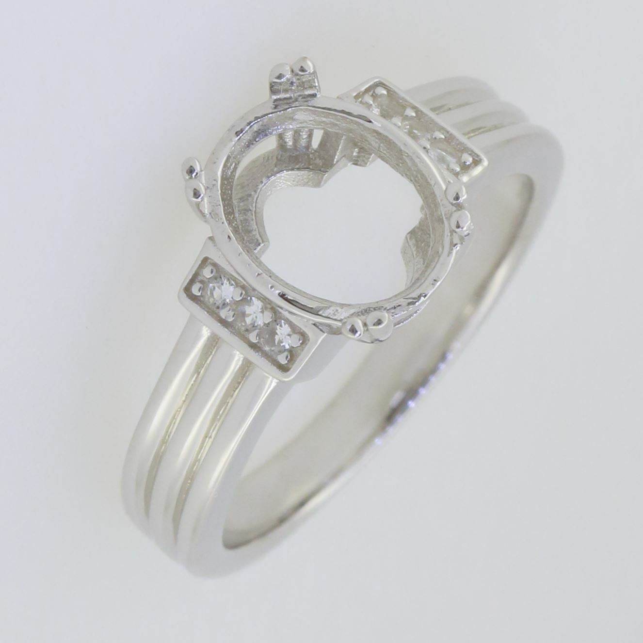 Sterling Silver Semi Mount Ring Setting Oval OV 10X8mm White Topaz DK21293R - Syzjewelry