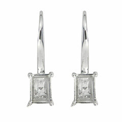 Sterling Silver Semi Mount Earrings Setting Emerald OCT 8x6 mm Leverback - Syzjewelry