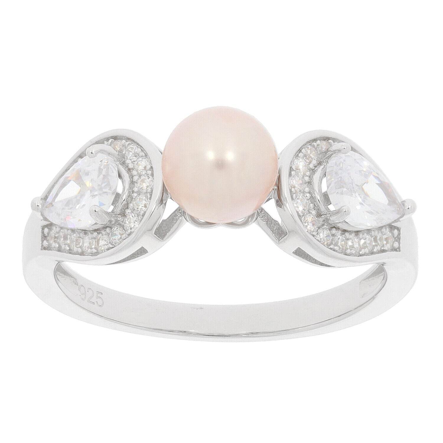 Sterling Silver Semi Mount Ring Setting Round RD 6x6mm Pearl 3 Stone 14795 - Syzjewelry