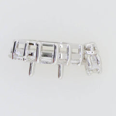 Sterling Silver Semi Mount Pendant Setting Oval OV 7X5mm Baguette Halo - Syzjewelry
