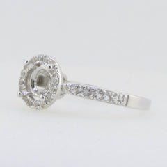 Sterling Silver Semi Mount Ring Setting Round RD 6x6mm White Topaz Halo - Syzjewelry