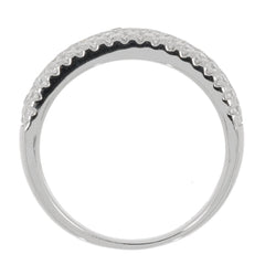 Sterling Silver 3-Row Wedding Band with Moissanite – Perfect Engagement and Wedding Ring Set - Syzjewelry