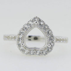 14K White Gold Semi Mount Ring Setting Heart HT 8X8mm - Syzjewelry