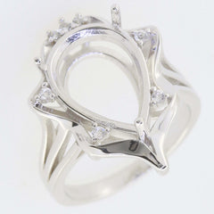 Jewelry Wax Semi Mount Ring Setting Pear PE 16X11mm White Topaz