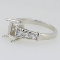 Art Deco Style Sterling Silver Semi Mount Ring Setting Emerald OCT 8x6mm Topaz - Syzjewelry