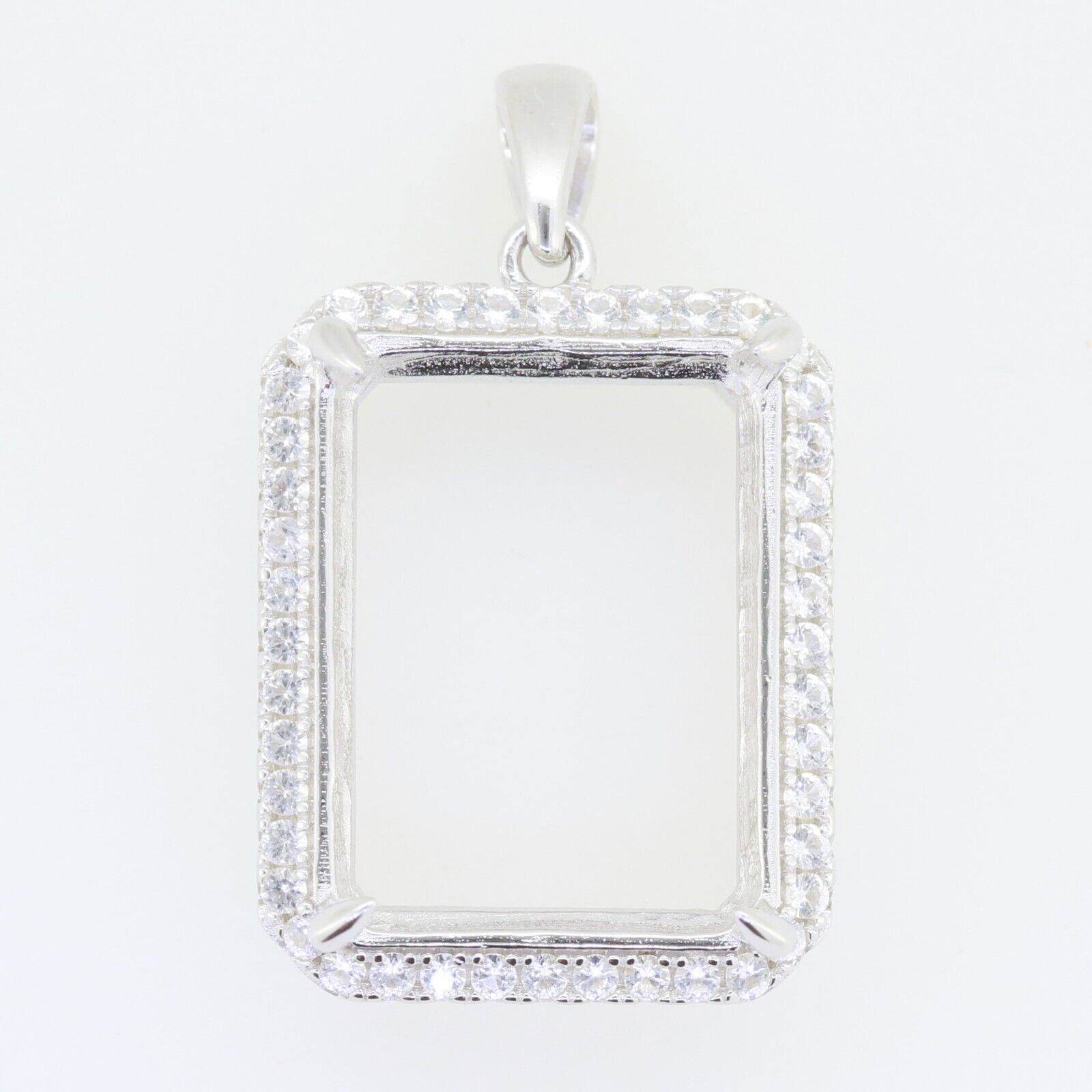 Sterling Silver Semi Mount Pendant Setting Emerald OCT 20X15mm - Syzjewelry