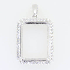 Sterling Silver Semi Mount Pendant Setting Emerald OCT 20X15mm - Syzjewelry