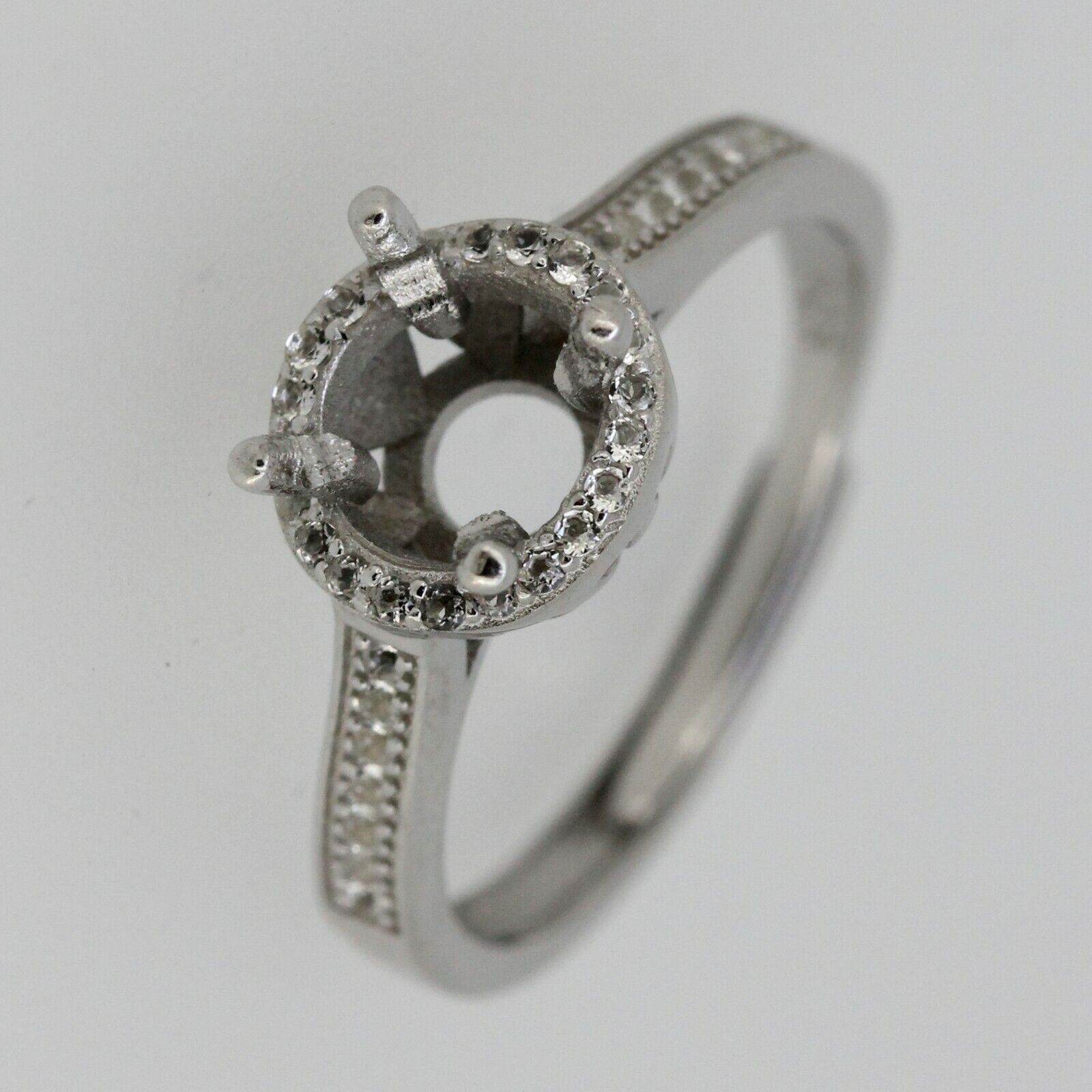 Sterling Silver Semi Mount Ring Setting Round RD 7x7mm No Rhodium Plate - Syzjewelry