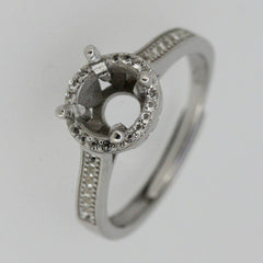 Sterling Silver Semi Mount Ring Setting Round RD 7x7mm No Rhodium Plate - Syzjewelry
