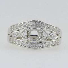 Sterling Silver Semi Mount Ring Setting Round RD 5x5mm White Topaz GTL20324R - Syzjewelry