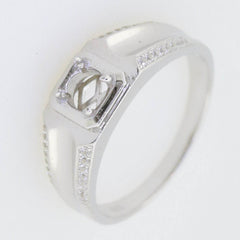 Men's Platinum Semi Mount Ring Setting Round RD 6x6mm Unisex Ring Syzjewelry