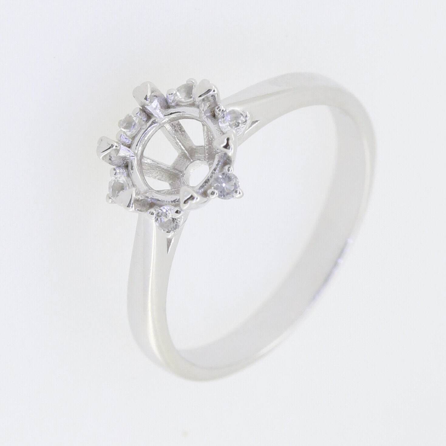 Sterling Silver Semi Mount Ring Setting Round Rd 6x6mm Engagement 700R8 - Syzjewelry