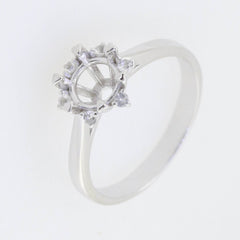 Sterling Silver Semi Mount Ring Setting Round Rd 6x6mm Engagement 700R8 - Syzjewelry