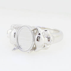 Yellow Gold Sterling Silver Semi Mount Ring Setting Cabochon Oval OV 11X8mm - Syzjewelry