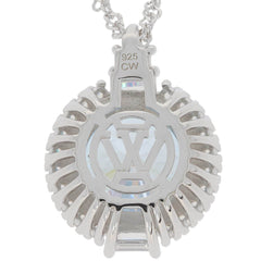 Sterling Silver Semi Mount Pendant Setting Round RD 12x12mm White Topa - Syzjewelry