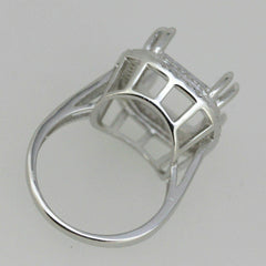 Sterling Silver Semi Mount Ring Setting Cushion Cu13x13mm Vintage Style Halo - Syzjewelry