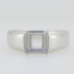 Men's Sterling Silver Semi Mount Ring Setting Princess SQ 7X7mm - Syzjewelry