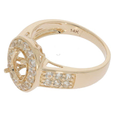 14K Yellow Gold Semi Mount Ring Setting Oval OV 8x6mm Halo - Syzjewelry