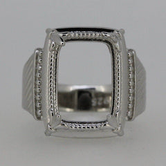 Sterling Silver Semi Mount Ring Setting cabochon Cushion Cu 14x10mm - Syzjewelry
