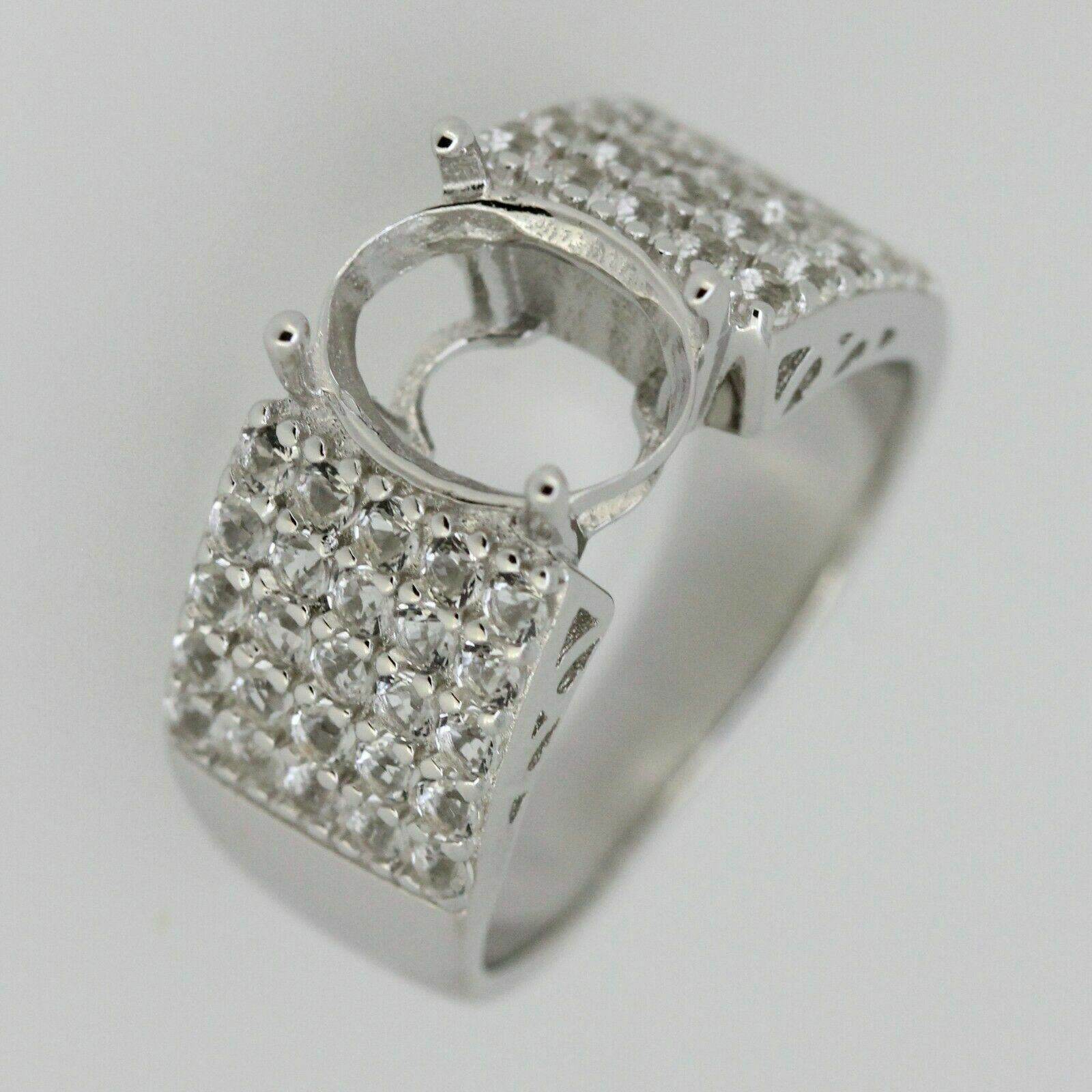 Sterling Silver Semi Mount Ring Setting Oval OV 10x8mm White Topaz PJC3361R - Syzjewelry