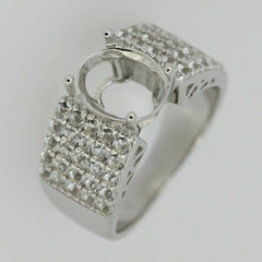 Sterling Silver Semi Mount Ring Setting Oval OV 10x8mm White Topaz PJC3361R - Syzjewelry