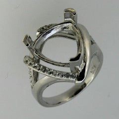 Sterling Silver Semi Mount Ring Setting Trillion Tri 13x13mm White Topaz - Syzjewelry