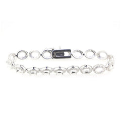 Sterling Silver Semi Mount Bracelet Setting Oval OV 7X5mm Halo Tennis - Syzjewelry