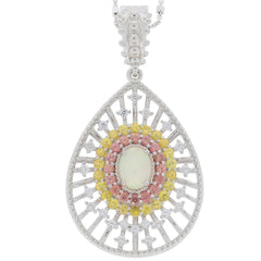Sterling Silver Semi Mount Pendant Setting Cabochon Oval OV 8X6mm Whit - Syzjewelry